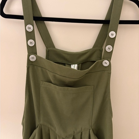 NWT Halara Casual Joggers Overalls Olive Green Waffle Athleisure Jumpsuit Sz L - Picture 7 of 11
